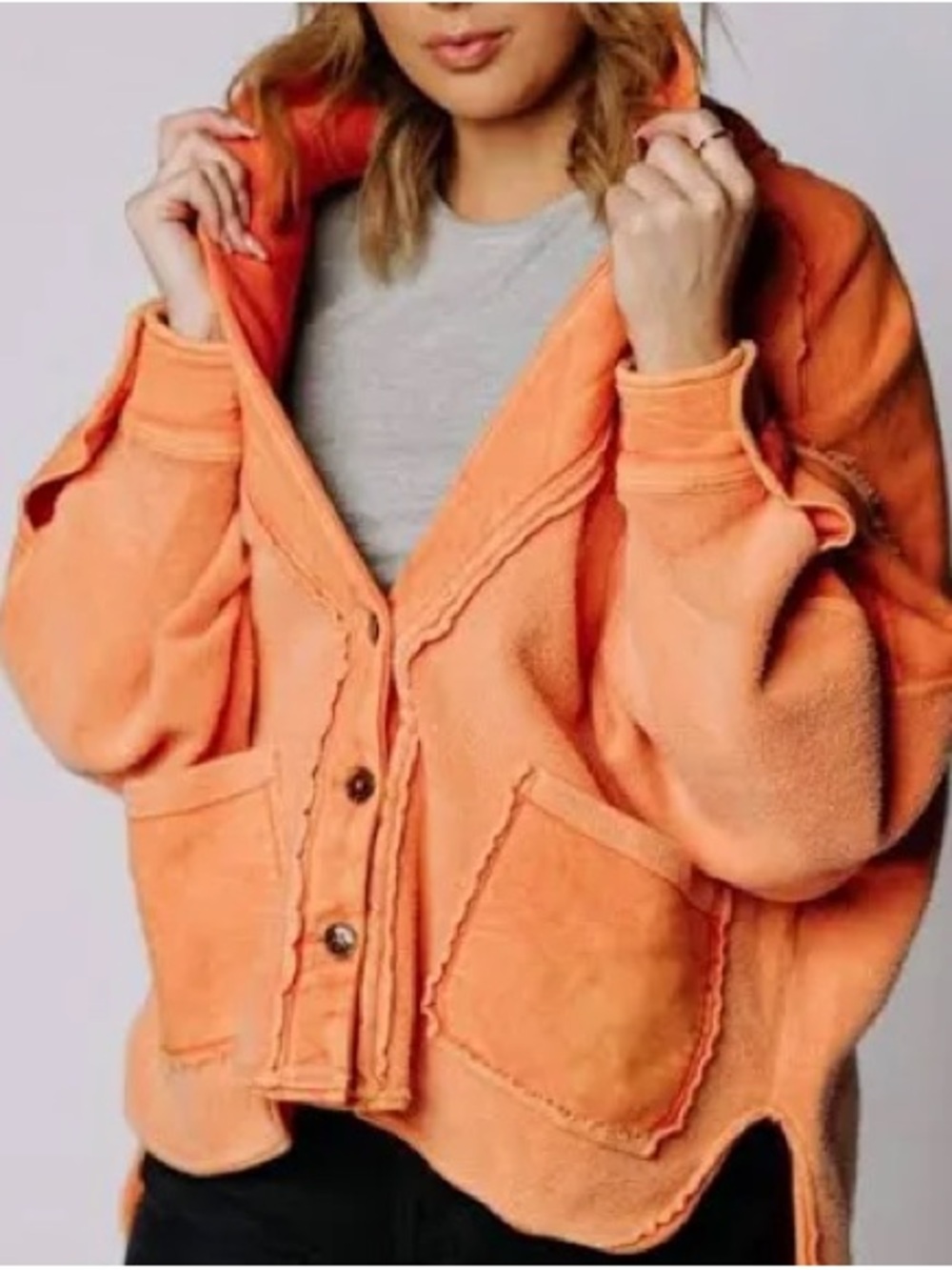 Free People Jordan Orange Oversized Button Up Shacket